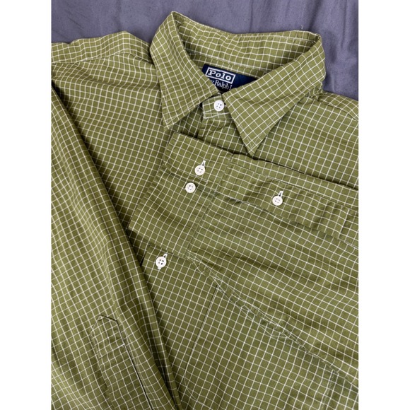 Polo Ralph Lauren Other - Polo Ralph Lauren Warwick Shirt Mens 16 32/33 Olive Green Grid Check Vintage